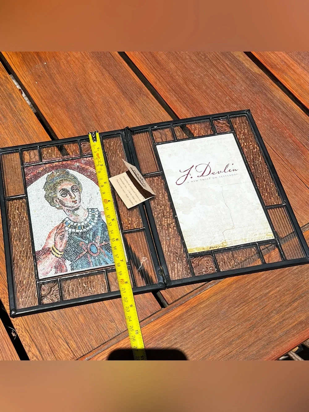 J. Devlin Beveled Crystal Stained Glass Art Double Picture Foldable Photo Frame
